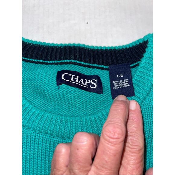 Chaps Ralph Lauren Green Men's Long Sleeve Pullover Sweater Lg‎ A45 - Picture 4 of 7